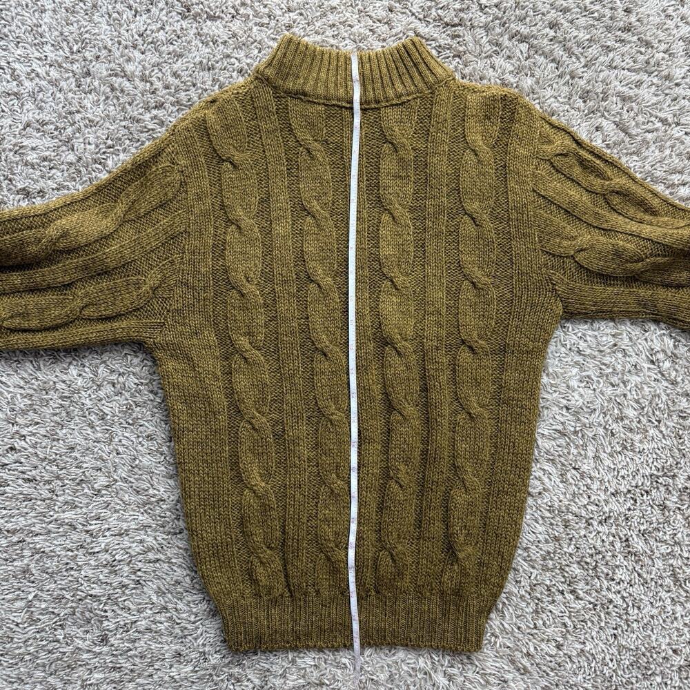 Vintage Varsity Shop Towne And King Cable Knit Wool Sweater Size M Green Brown - Picture 10 of 10